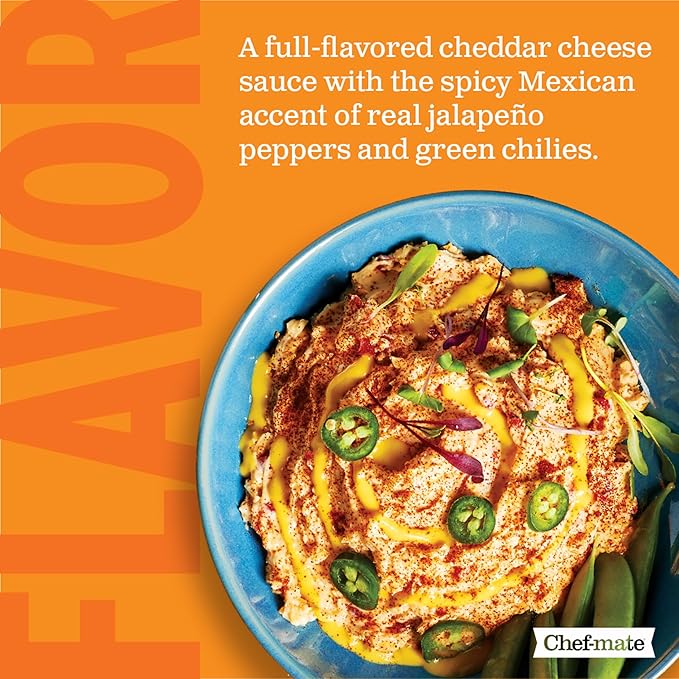 Chef-mate Que Bueno Spicy Nacho Cheese Sauce, Jalapeno Queso, Canned Food, (#10 Can Bulk)