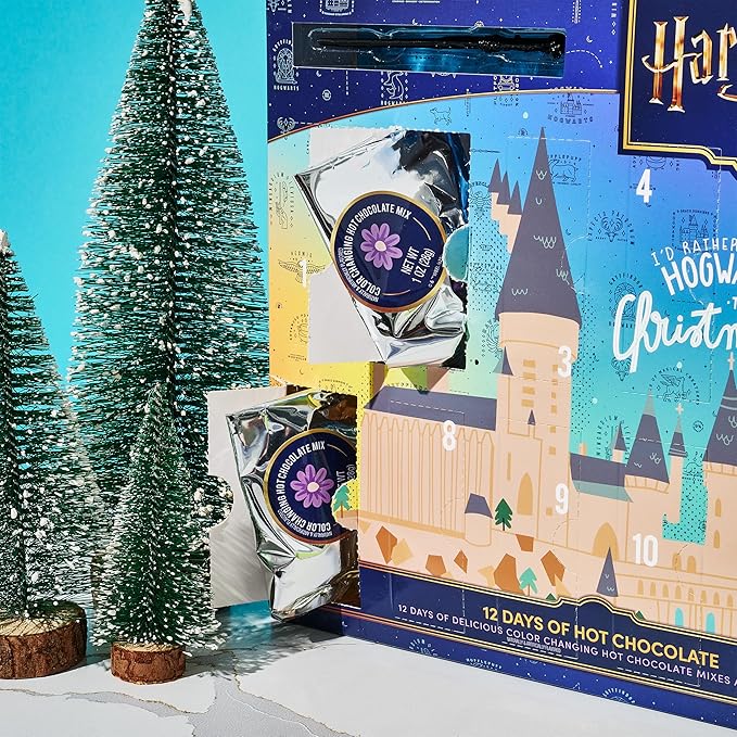 HARRY POTTER 12 Days of Hot Chocolate, Includes 12 Color-Changing Hot Chocolate Mixes in 4 Colors and 1 Stir Wand, Officially Licensed, Advent Calendar 2025