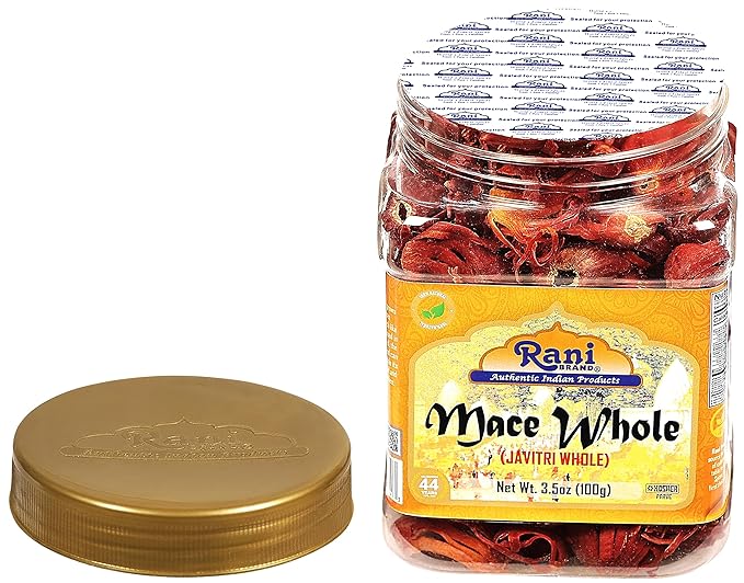 Rani Mace Whole (Javathri), Spice 3.5oz (100g) PET Jar ~ All Natural | Vegan | Gluten Friendly | NON-GMO | Kosher | Indian Origin