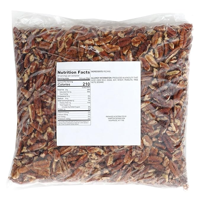Raw Pecans Unsalted, 3 Pound Bag of Pecan Pieces, Chopped Pecans for Cooking, Baking & Snacks. Healthy Snack for Adults