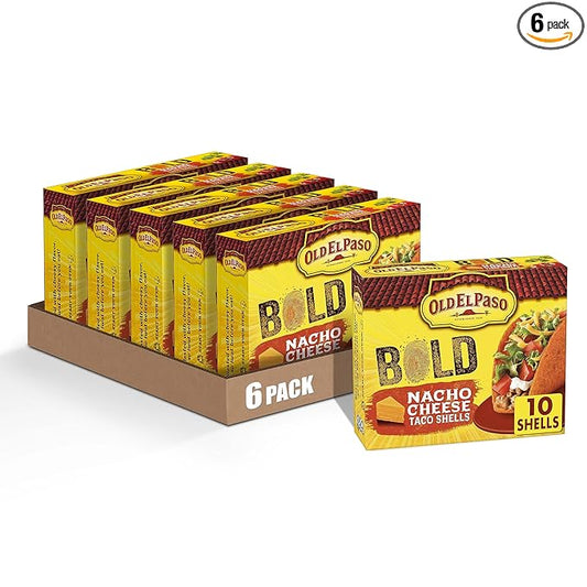 Old El Paso Stand 'N Stuff Bold Nacho Cheese Flavored Taco Shells, 10-count (Pack of 6)