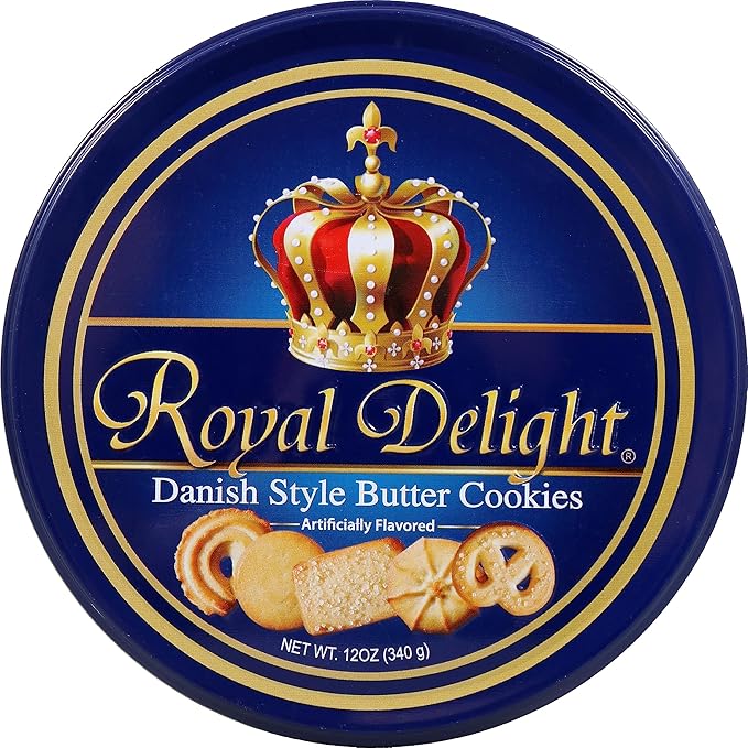 Royal Delight Danish Style Butter Cookies 12 oz Tin By Munch King Snacks