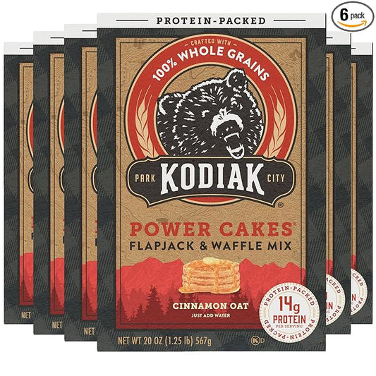 Kodiak Cakes Protein Pancake Power Cakes, Flapjack and Waffle Mix, Cinnamon Oat, 20 Ounce (Pack of 6) (10705599012683)
