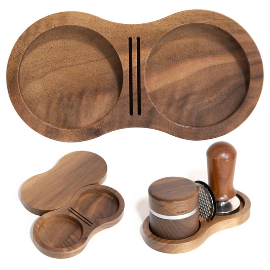 NEOUZA Coffee Tamper Stand Holder for Tamper, Distribution Tool, Puck Screen, Walnut Wood,51mm 53mm