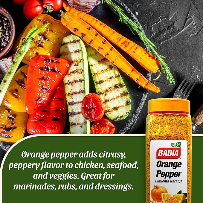 Badia Orange Pepper Seasoning, 26 oz - Pepper, Garlic & Onion, Zesty Citrus Blend for Chicken, Seafood & Vegetables