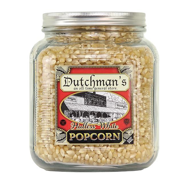 Dutchman's Hulless Popcorn Kernels in Half Gallon Decorative Jar (4 lbs. kernels)