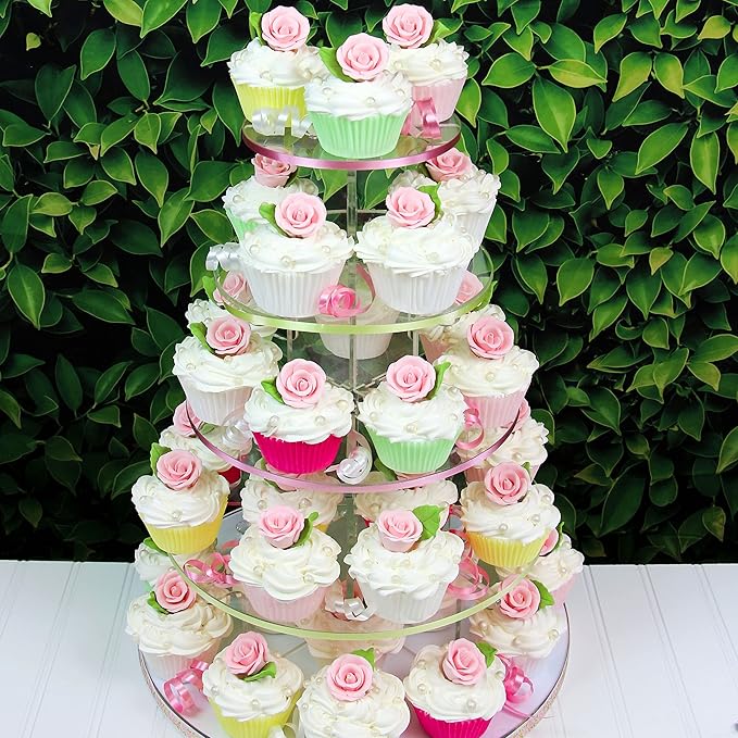 Global Sugar Art Premium Wedding & Party Edible Rose Cake & Cupcake Sugar Flowers, Pink, 24 Count with Leaves by Chef Alan Tetreault