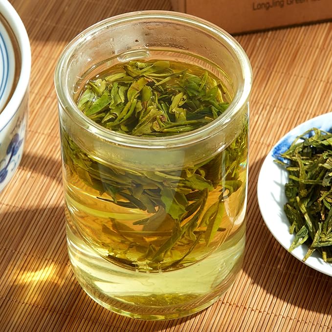 ChaWuWarmSun [A] LongJing Green Tea,3.5oz/100g,Chinese Dragon Well Green Tea Loose Leaf
