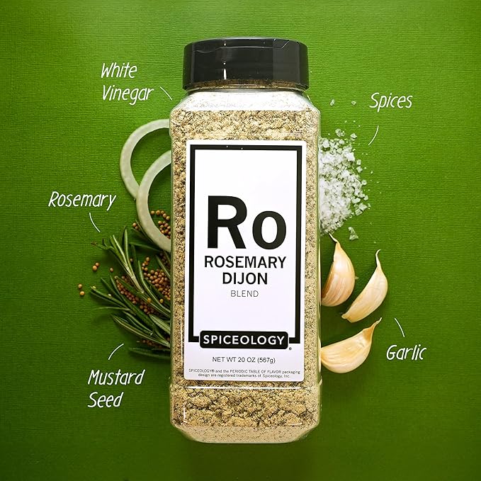 Spiceology - Rosemary Dijon Spice Blend - All-Purpose Rubs, Spices and Seasonings - Use on: Dressings, Sauces, Turkey, Lamb, Asparagus, Pork Loin, Popcorn, Chicken, Potatoes, or Prime Rib - 20 oz