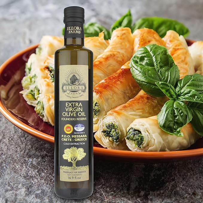 Ellora Farms, Greek Extra Virgin Olive Oil, Certified Single Estate Messara, Greece, Gold Medal Winner, Dark Bottle 17 FL oz., Pack of 2