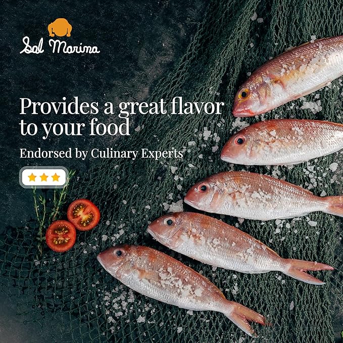 SAL MARINA | Unrefined Sea Salt Flower 11oz - Harvested Hand | Kosher Salt 100% Natural - Vegan Gluten Free Organic Table Salt Seasoning Food