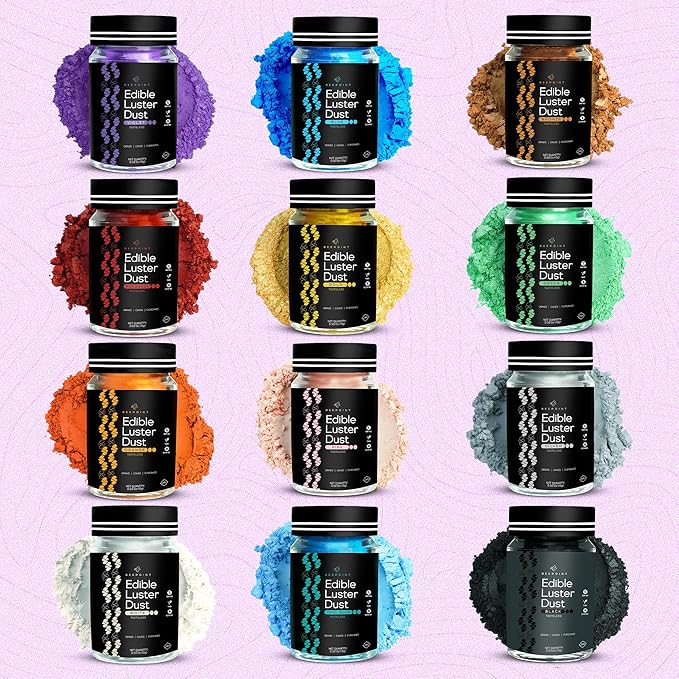 BeePoint Violet Edible Luster Dust 15g - Food Grade, Vibrant Color Shimmer Powdered Dust for Drinks, Cocktails, Cake Decorating, Baking, Chocolates, Candy, Sweets, & Cookies - Vegan & Gluten Free