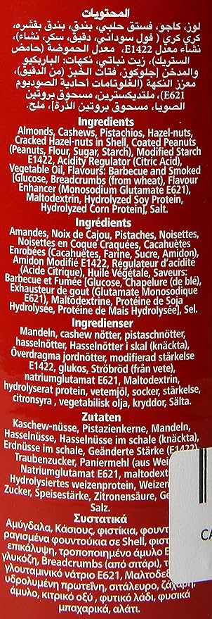 Castania BBQ Lebanese Nuts, Mixed Kernels with Kri Kri, Pistachios, Almonds, Cashews, Hazelnuts, & Peanuts, Cholesterol Free! 16oz