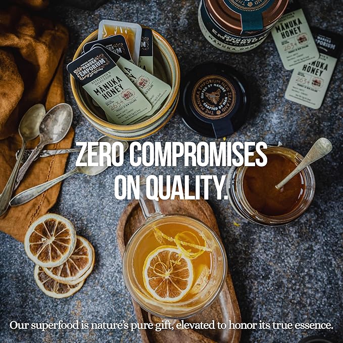 Manuka Emporium Raw Manuka Honey Packets MGO 263+ | 24 x 0.18oz Single-Serve Snaps | Certified Monofloral New Zealand Honey | UMF 10+ Equivalent | Travel-Friendly Superfood for Daily Wellness