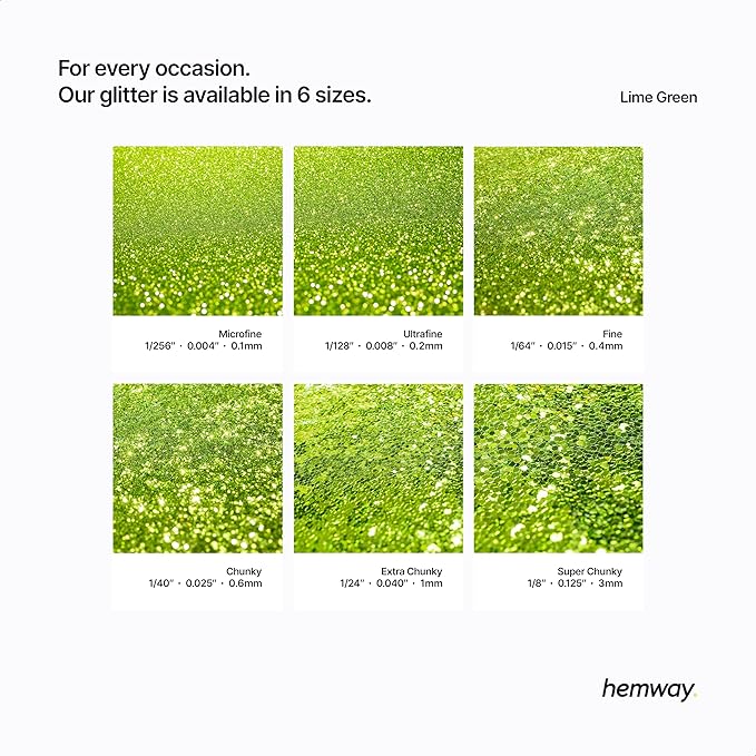 Hemway Premium Glitter Shaker - Lime Green | 125g Microfine Metallic Flake Sequins for Resin & Epoxy Crafts | Craft Supplies for Tumblers, Festival, Art