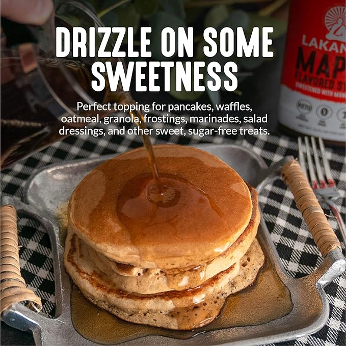 Lakanto Sugar Free Maple Syrup - Monk Fruit Sweetener, Keto Diet Friendly, Vegan, 1g Net Carbs, Pancakes, Waffles, Oatmeal, Coffee, Tea, Granola, Frosting, Marinade, Dressing (13 fl oz - Pack of 3)
