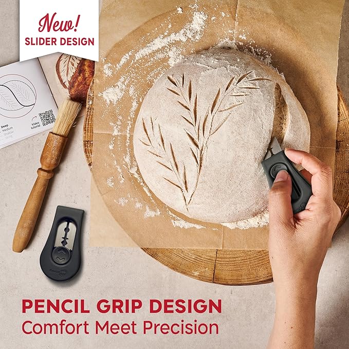 Sourdough Starter Kit (24oz Jar, 2xRound Baskets, Gray Bread Lame)