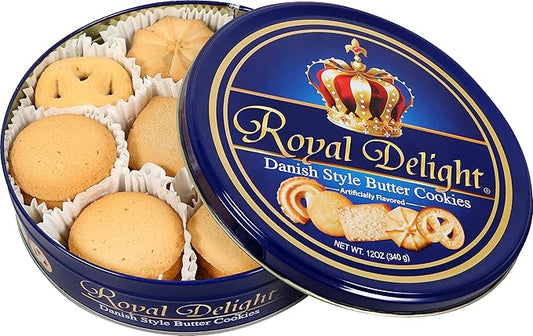 Royal Delight Danish Style Butter Cookies 12 oz Tin By Munch King Snacks
