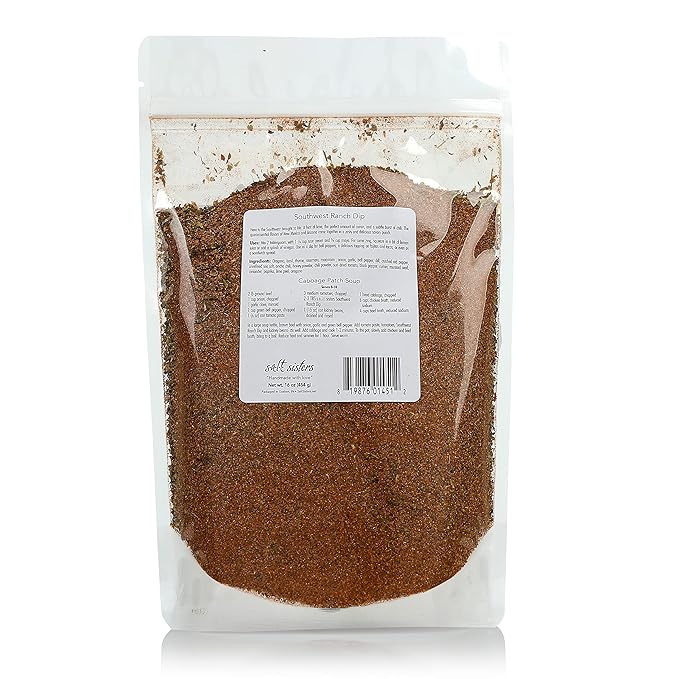 s.a.l.t. sisters Southwest Ranch Dip | All-Natural, Gluten Free, MSG Free, Non-GMO | Herbal Seasoning for Sour Cream & Mayonnaise | Versatile Use for Rubs and Dressings | 1lb
