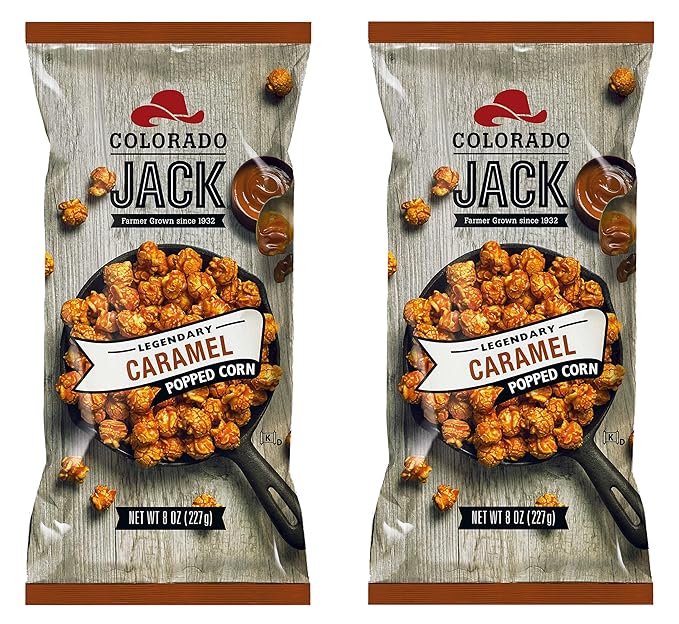 Gourmet Flavored Popcorn - Colorado Jack Popped Corn in 5 Legendary Flavors (Legendary Caramel (Pack of 2))