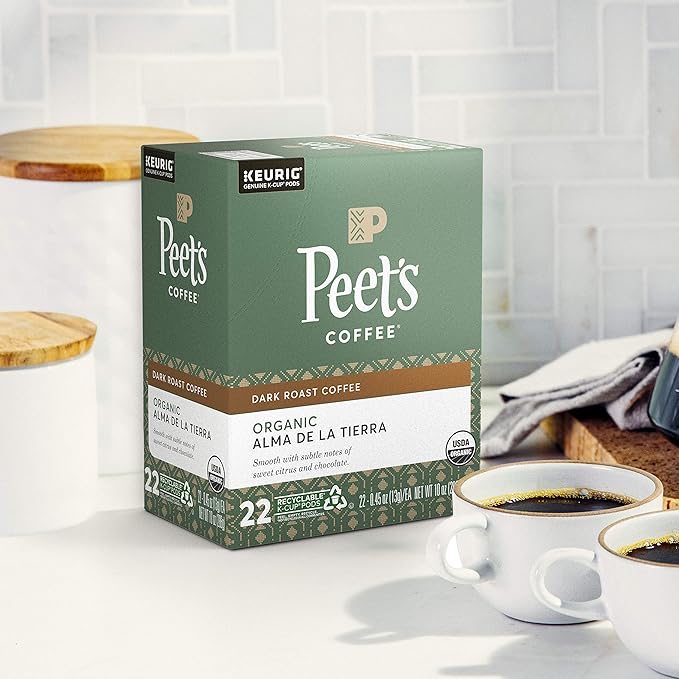 Peet’s Coffee Organic Alma De La Tierra K-Cup Coffee Pods for Keurig Brewers, Dark Roast, 22 Pods