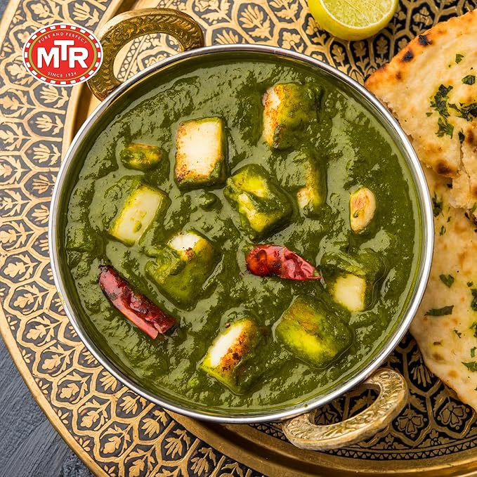 MTR - Minute Meals: Palak Paneer - Spiced Spinach Gravy with Cottage Cheese - Tasty Indian Meal with No Added Preservatives - A Quick Meal Suitable for Vegetarians, Ready in Minutes! (Pack of 6)