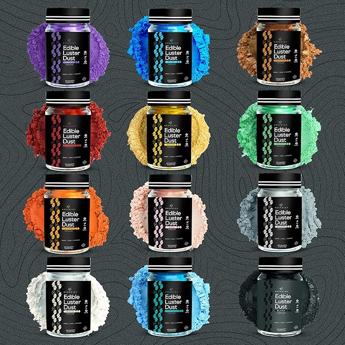 BeePoint Black Edible Luster Dust 15g - Food Grade, Vibrant Color Shimmer Powdered Dust for Drinks, Cocktails, Cake Decorating, Baking, Chocolates, Candy, Sweets, & Cookies - Vegan & Gluten Free