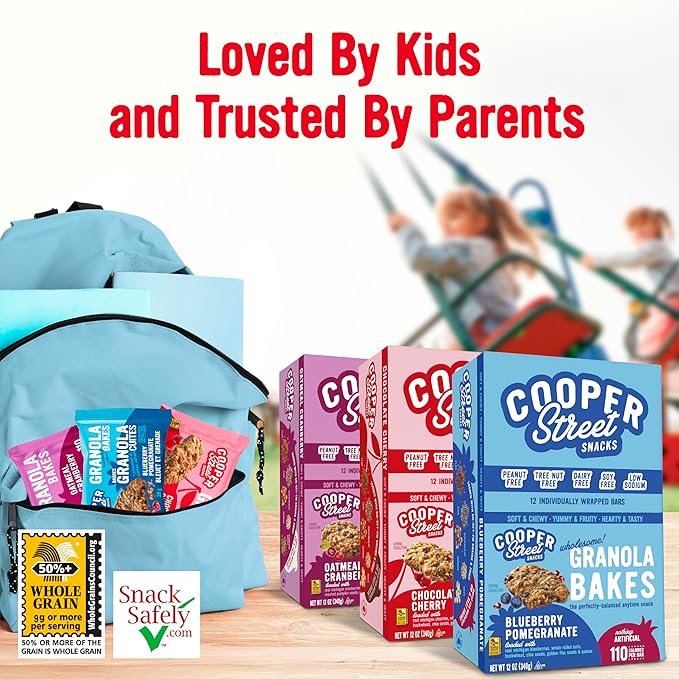 Cooper Street Granola Bakes (36 Count) – Soft and Chewy Breakfast Granola Bars Variety Pack – Nut, Dairy & Soy Free – Individually Wrapped Healthy Snacks for Kids, School, Work, Hiking & On-the-Go