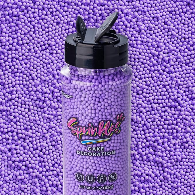 Purple Nonpareils Sprinkles, Sujoygar 4oz Edible Cake Sprinkles for Ice Cream Toppings Cupcake Chocolate Decoration, Wedding Party Cookies Baking Dessert Food Supplies