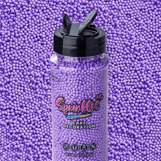 Purple Nonpareils Sprinkles, Sujoygar 4oz Edible Cake Sprinkles for Ice Cream Toppings Cupcake Chocolate Decoration, Wedding Party Cookies Baking Dessert Food Supplies