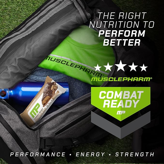 MusclePharm Combat Sport Bar, Chocolate Chip Cookie Dough, High Protein Bars, Combat Cravings, Fuel Performance & Meet Energy Demands, 20g Protein from Whey Protein, 5g Fiber, Gluten Free, 12 Bars