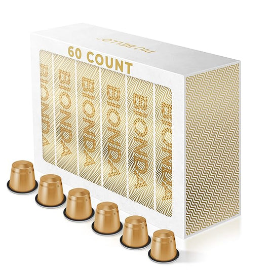 Piu Bello Bionda Espresso Coffee Pods for Nespresso Original Machines – Compatible Capsules Pack – Rich & Balanced Taste – Strong Italian Espresso Flavor – Kosher Certified (60 Count, Single Flavor)