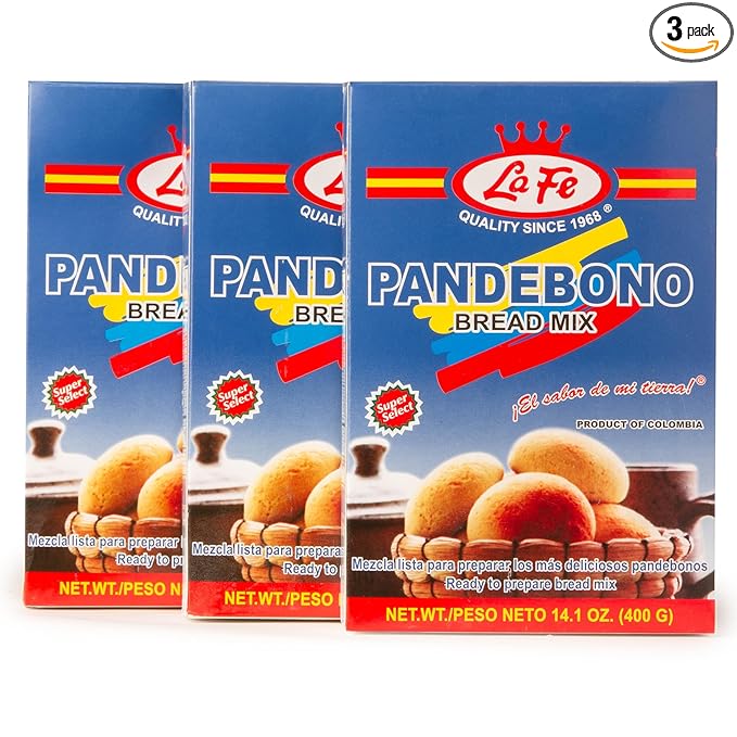 La Fe Pan de Bono Bread Mix 14oz - 3 Pack - Colombian Cheese Bread Mix from Cassava Flour & Corn Meal - Corn & Harina de Yuca Mix - Bu챰uelos Colombianos