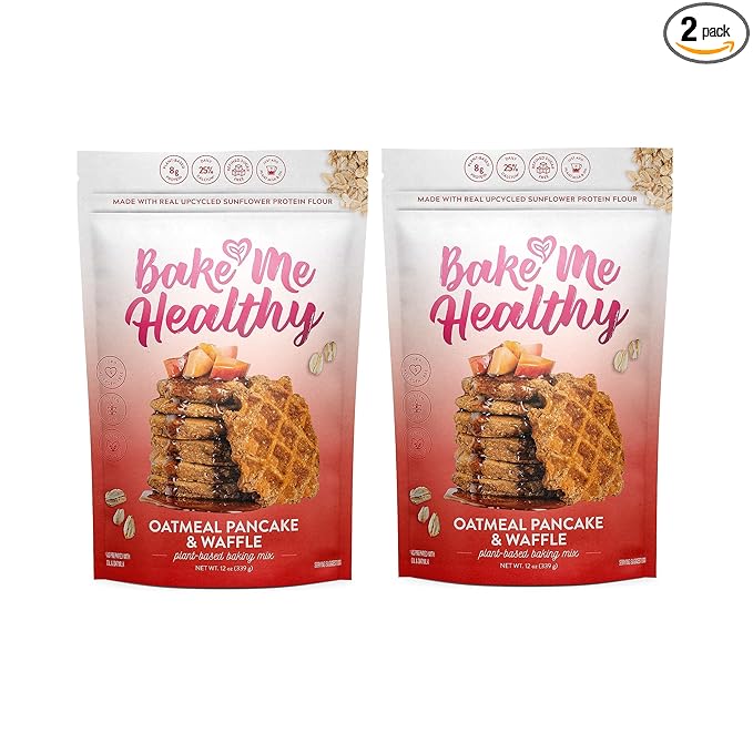 Bake Me Healthy Vegan Waffles & Pancake Baking Mix - Gluten & Dairy Free, Vegan, Non-GMO, Low Sugar, Allergy-Friendly, Plant-Based, Easy to Make, 12oz/ 339g Resealable Pouches (Pack of 2)
