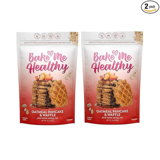 Bake Me Healthy Vegan Waffles & Pancake Baking Mix - Gluten & Dairy Free, Vegan, Non-GMO, Low Sugar, Allergy-Friendly, Plant-Based, Easy to Make, 12oz/ 339g Resealable Pouches (Pack of 2)