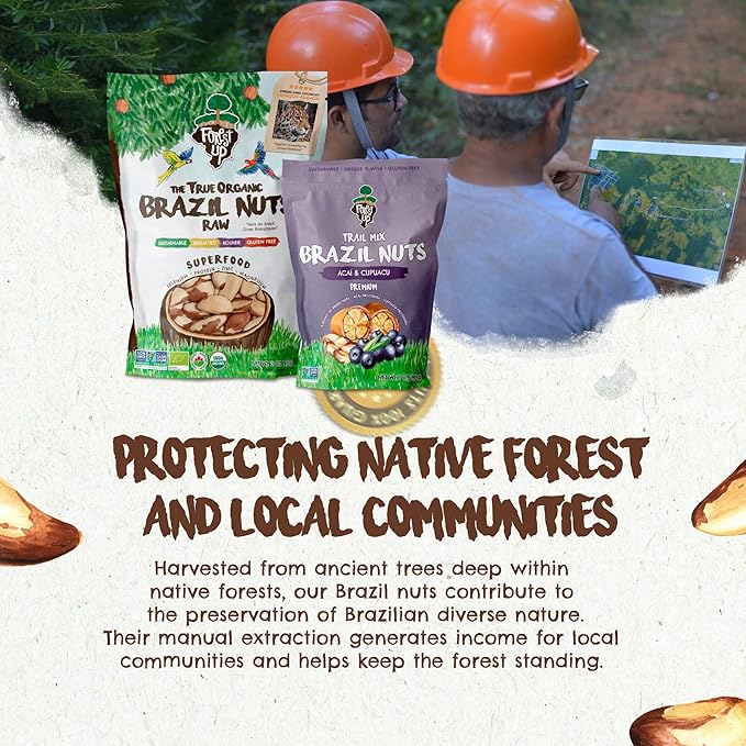 Kit of Snacks The True Organic Brazil Raw & Unsalted Nuts 15 oz + Açaí and Cupuaçu Trail Mix 7 oz – Nutrient-Rich and Practical Combo – Fresh, Vegan and Gluten Free – Forest Up