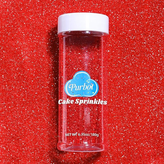 Red Sanding Sugar Sprinkles, 6.35 Oz Edible Sparkling Sugar Crystals for Baking Cookies Ice Cream Cupcake Cake Decorations