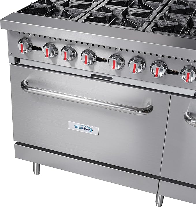 KoolMore KM-CRG60-LP 60 in. 6 Burner Commercial Liquid Propane Range with 24 in. Griddle, Solid Black