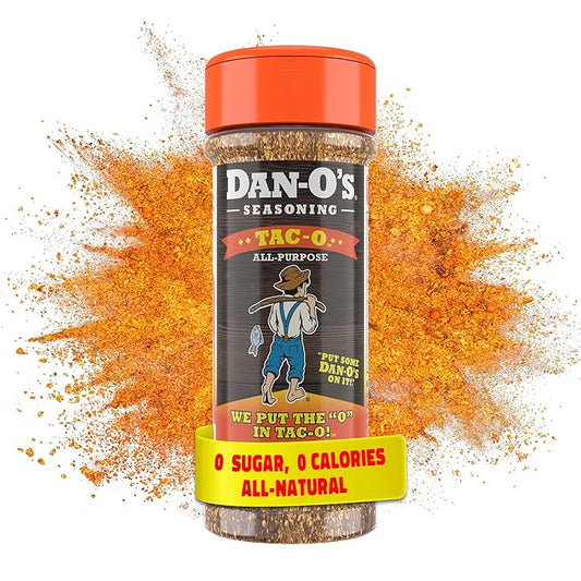 Dan-O's Tac-O Seasoning, 2.5 oz Bottle, All Purpose Taco Seasoning for Tacos, Quesadillas, Ground Beef, Guac and More, Sugar Free, Zero Calorie, Use this Spice Blend for a Flavorful Kick to Any Dish