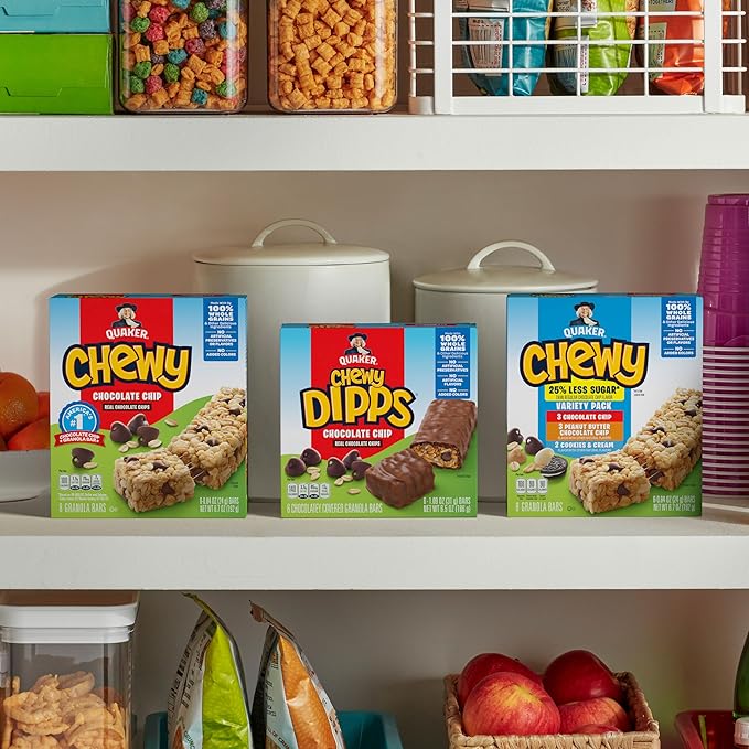 Quaker Chewy Granola Bars, Chocolate Chip, 58 Count - Packaging May Vary