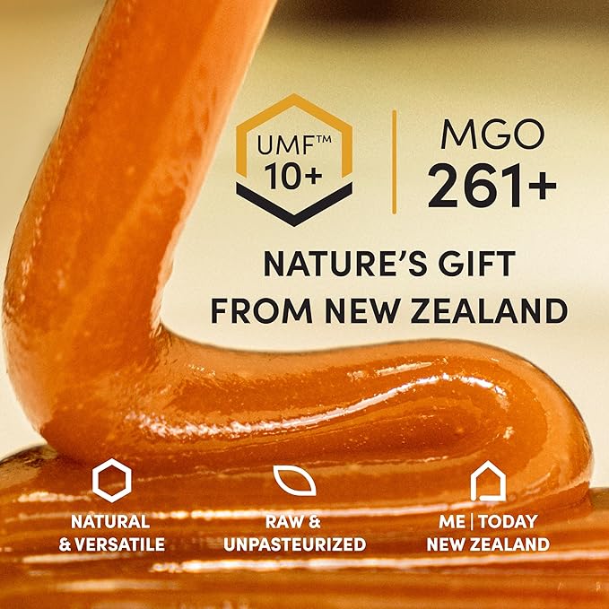 Me Today Manuka Honey, UMF 10+/MGO 261+ from New Zealand Authentic, Raw & Unpasteurized Honey | Raw Manuka Honey for Daily Wellness Support | Delicious Honey Crafted by Bees in 8.8oz