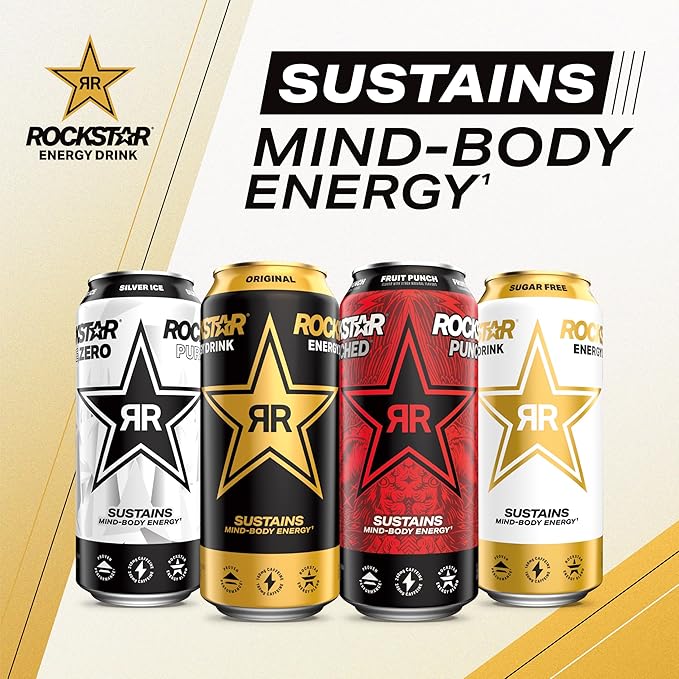 Rockstar Energy Drink, Fruit Punched, 12oz Sleek Cans (8 Pack)