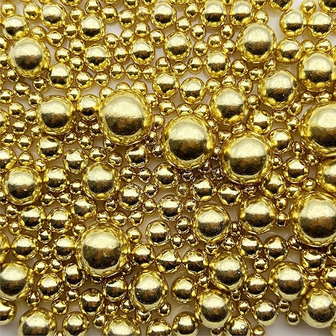 SE Si&Moos Gold Edible Pearls Gold Pearl Sprinkles for Cake Decorating Edible Cake Sugar Pearls Halloween Christmas Cookie Decorations Edible Cake Decorations for Cakes,Cupcakes Toppers 3.35 OZ