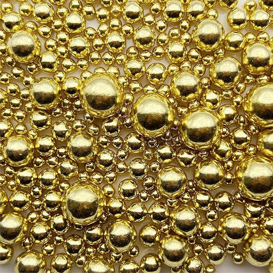 SE Si&Moos Gold Edible Pearls Gold Pearl Sprinkles for Cake Decorating Edible Cake Sugar Pearls Halloween Christmas Cookie Decorations Edible Cake Decorations for Cakes,Cupcakes Toppers 3.35 OZ