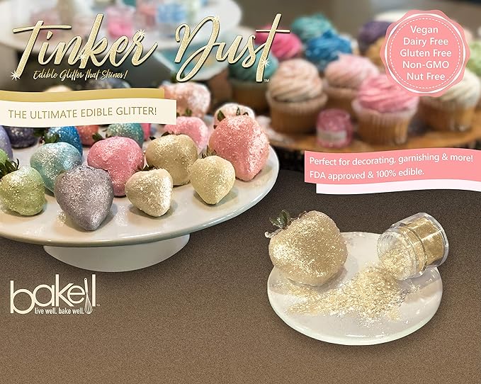 Bakell - White Tinker Dust (5g, 1x Jar) Edible Glitter for Food, Desserts, and Beverages!