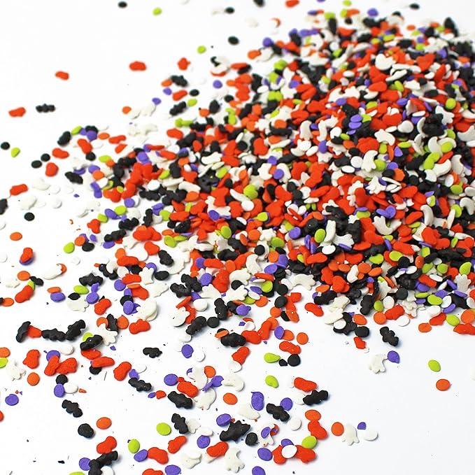 Sprinkle Pop Trick or Treat Sprinkle Mix| Pumpkin Orange Purple Green Sprinkles with Ghost & Spooky Bat Confetti| Halloween Sprinkles Made in USA for Decorating Cakes Cupcakes Cookies Ice Cream, 4oz