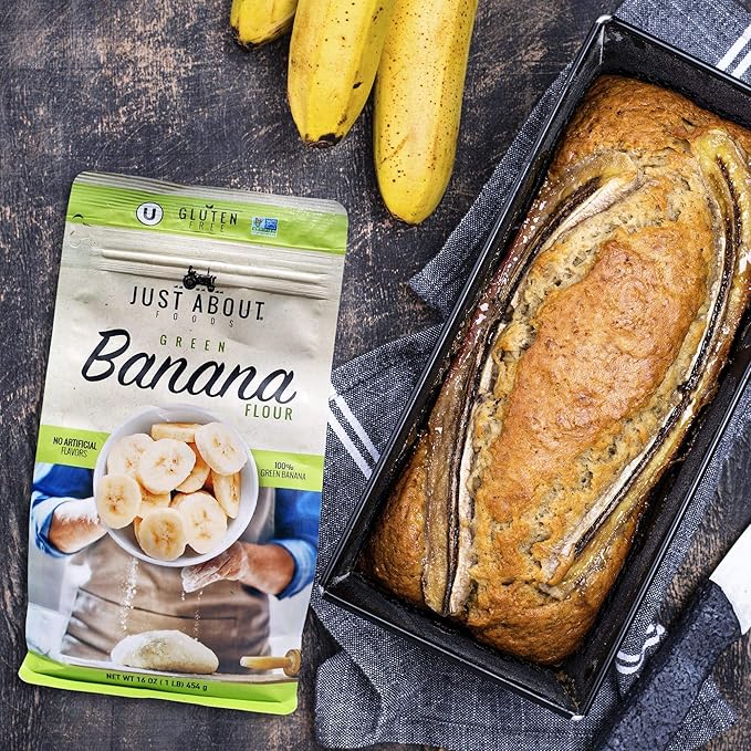 USDA Organic Banana Flour 1lb, Vegan, Paleo, Grain & Gluten Free, All-Purpose Wheat Flour Alternative, Great For Baking and Cooking, Just About Foods