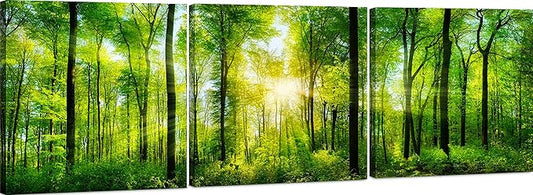 Lovely Home Essentials Forest Canvas Wall Art Decor Canvas Wall Art Decor - 3 Piece Set - Large Decorative & Modern Multi Panel Split Prints for Dining & Living Room, Kitchen, Bedroom & Offic