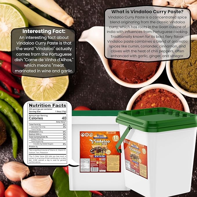 Rani Vindaloo Curry Cooking Spice Paste, Hot! 176oz (11lbs) 5kg Bulk ~ No Colors | All Natural | NON-GMO | Kosher | Vegan | Gluten Free | Indian Origin