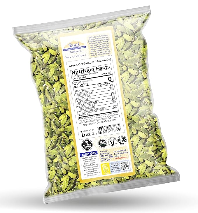 Rani Green Cardamom Pods Spice (Hari Elachi) 14oz (400g) ~ All Natural | Vegan | Gluten Friendly | NON-GMO | Product of India